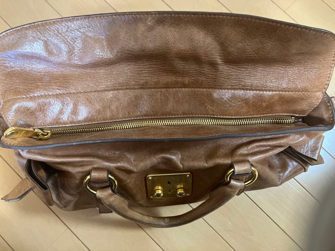 MIU MIU ブラウン ボストンバッグ　サイドリボン　ショルダーバッグ