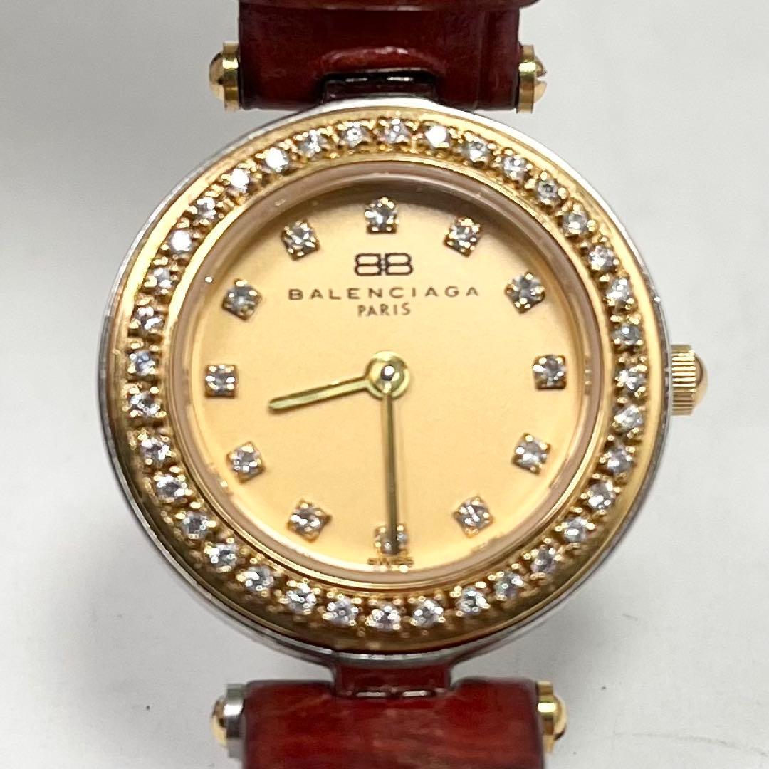 【希少】BALENCIAGA 時計　ラインストーン　レザーベルト