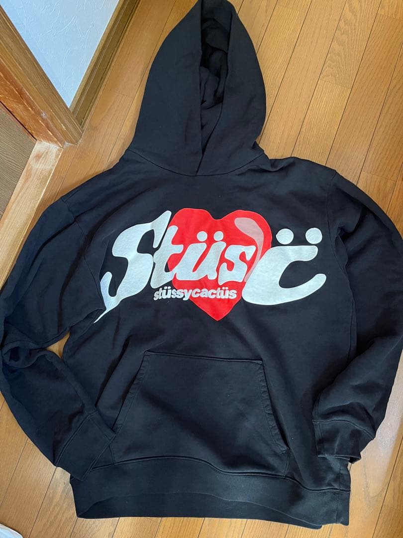 Stüssy ハートロゴ パーカー L 黒