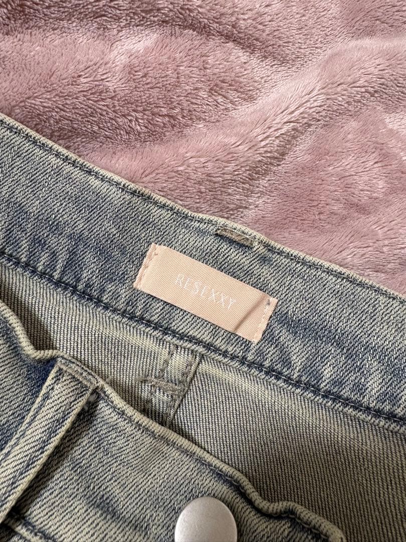 RESEXXY カットアウトリボンデニムパンツ　ブルー