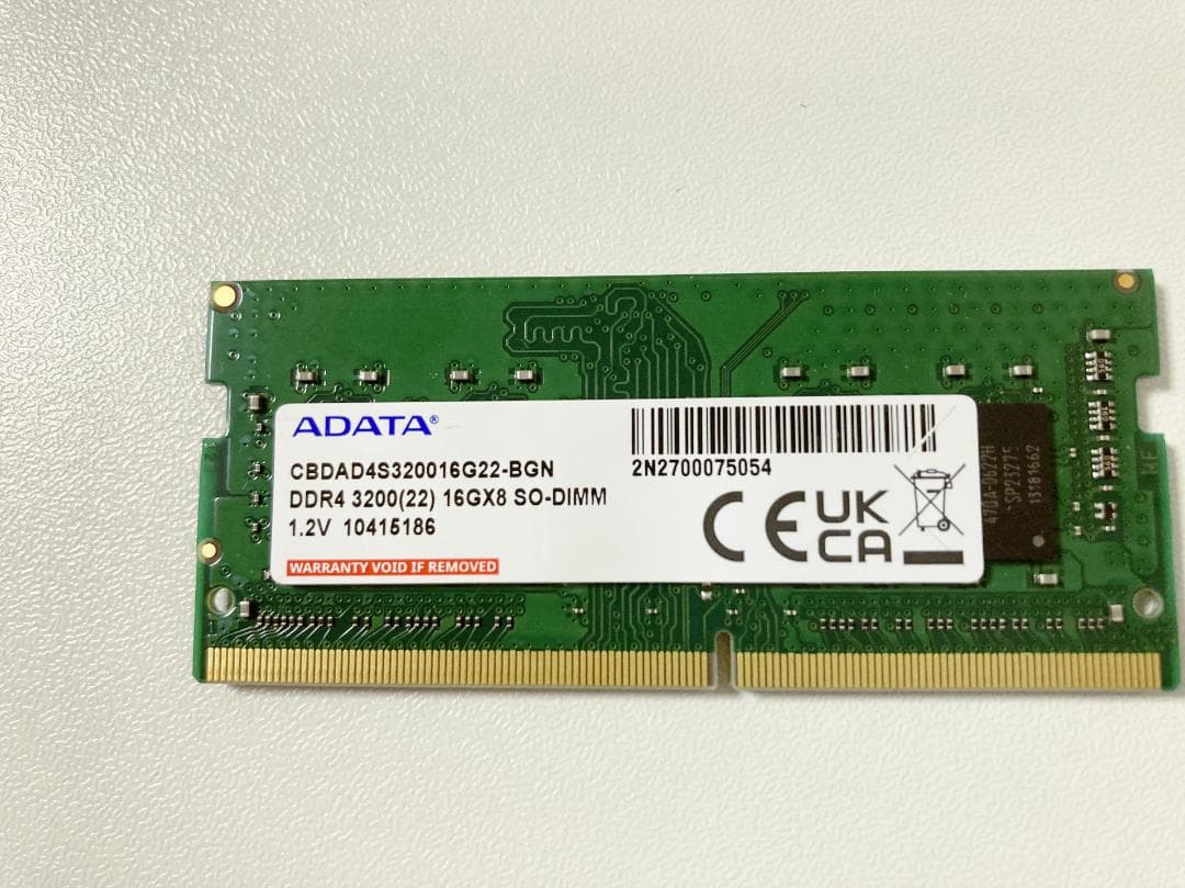 メモリ　ADATA　DDR4　3200　SO-DIMM　16GB　2枚　32GB