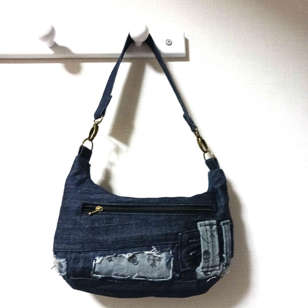 ☆しらゆり☆　リメイクデニム　①ボックス型ウエストポーチ②ショルダーバッグ