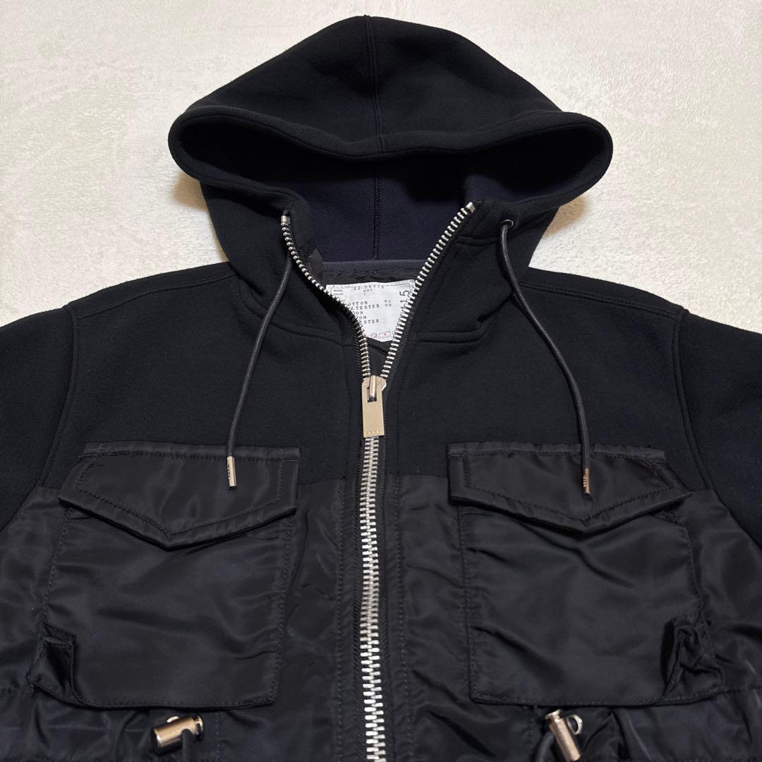 サカイ sacai MA-1ドッキングジップパーカー 1 ブラック 黒