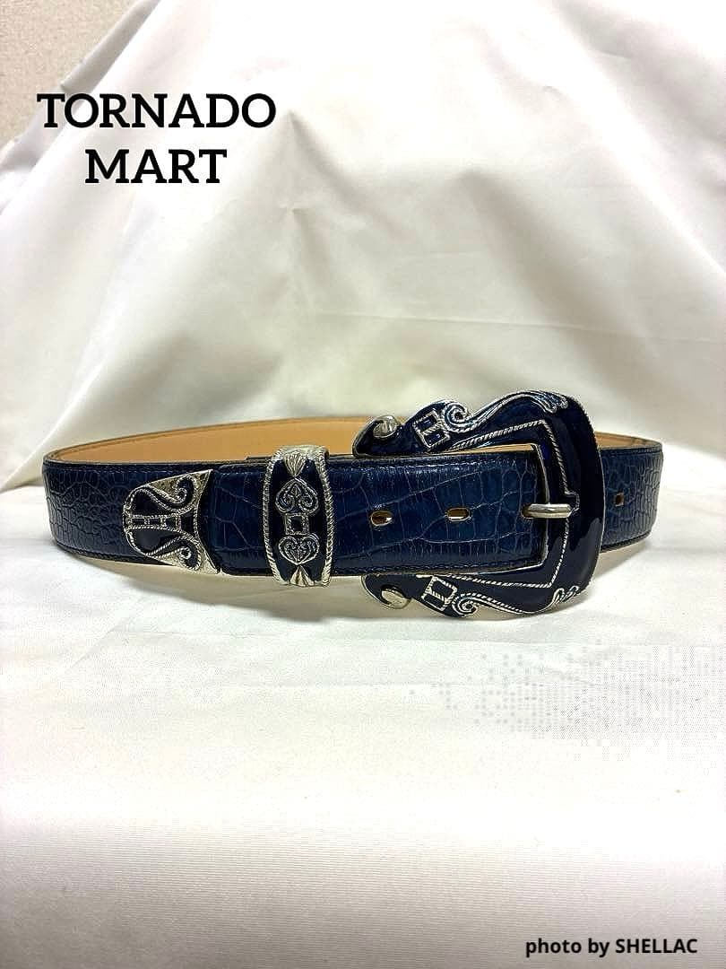 TORNADO MART クロコ型押 デコレーションバックル 本革ベルト