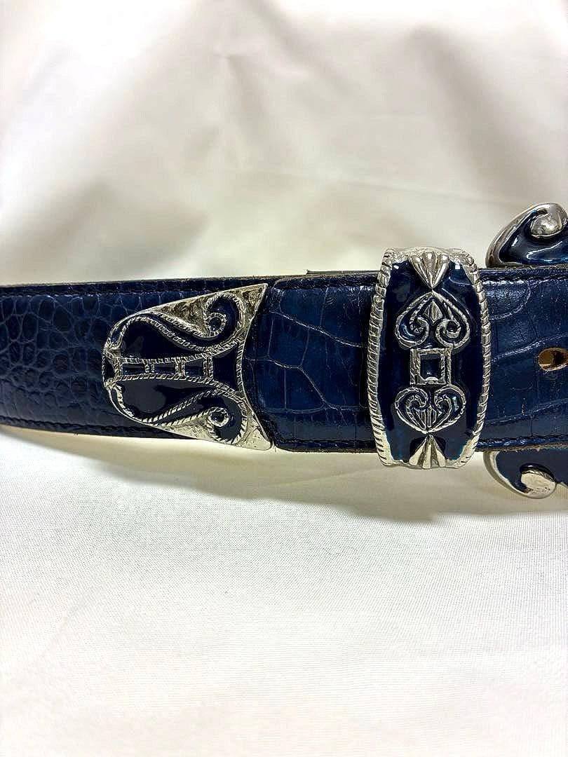 TORNADO MART クロコ型押 デコレーションバックル 本革ベルト