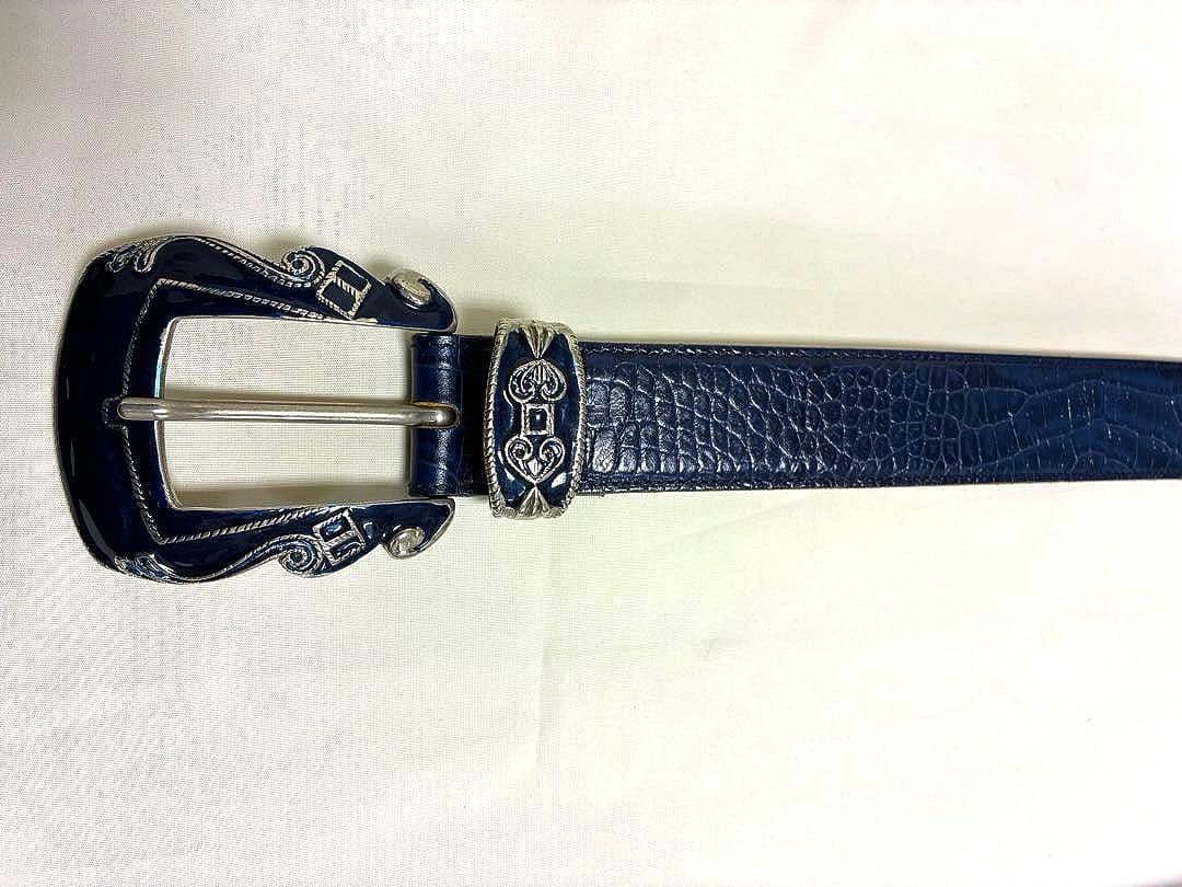 TORNADO MART クロコ型押 デコレーションバックル 本革ベルト
