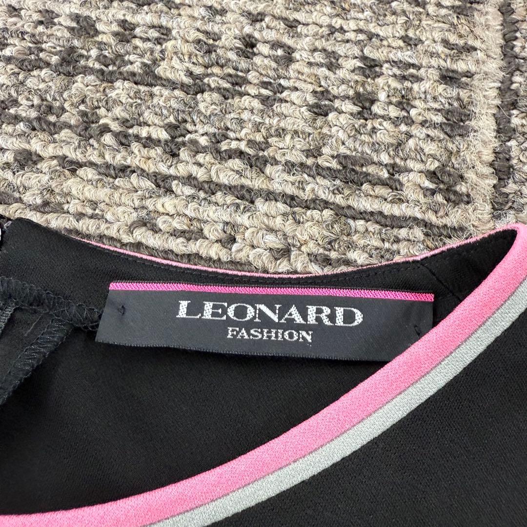 【美品】LEONARD レオナール 七分丈ワンピース 花柄 レディース