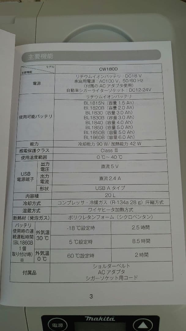 Makita CW180DZ 冷温庫