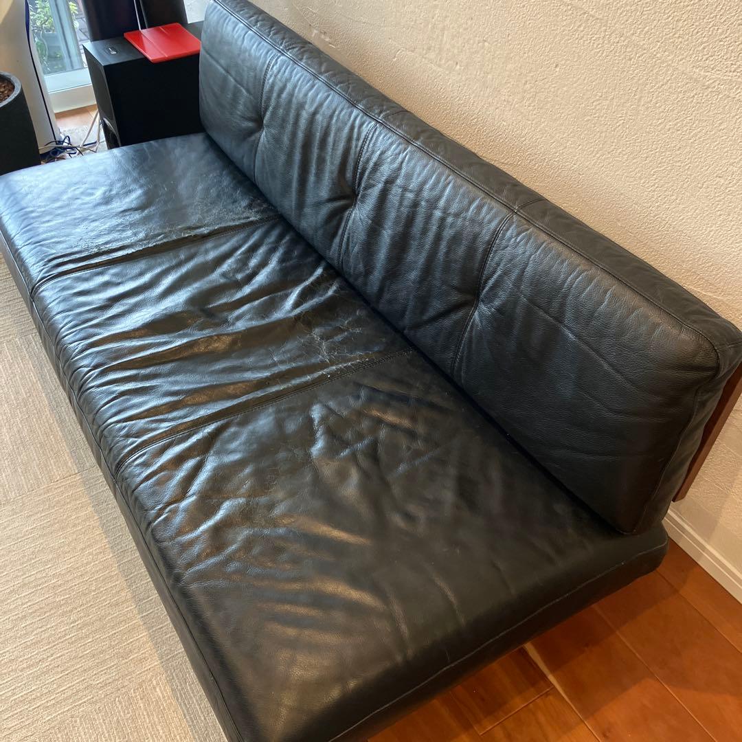 【中古】マスターウォール・モアレスソファ160・本革・黒