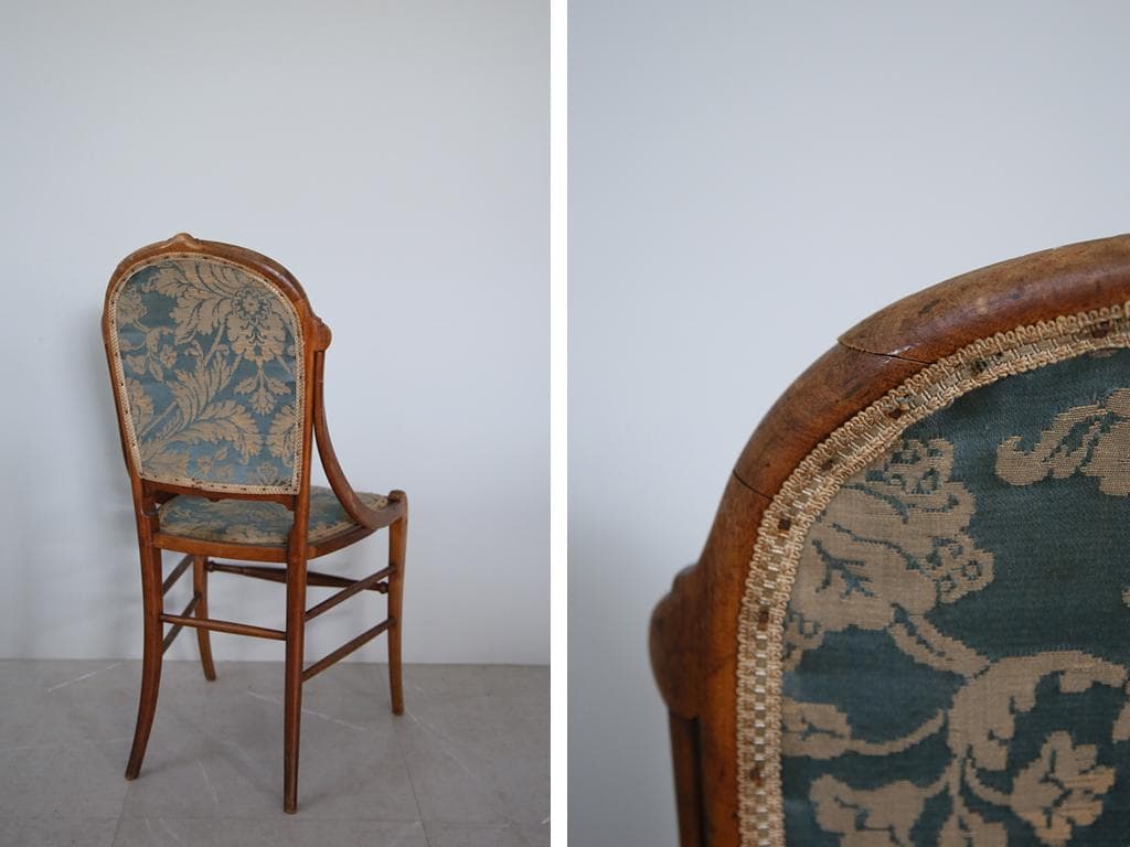 英国アンティーク木製ベッドルームチェア/椅子イス/飾り棚/キッチン(89-163