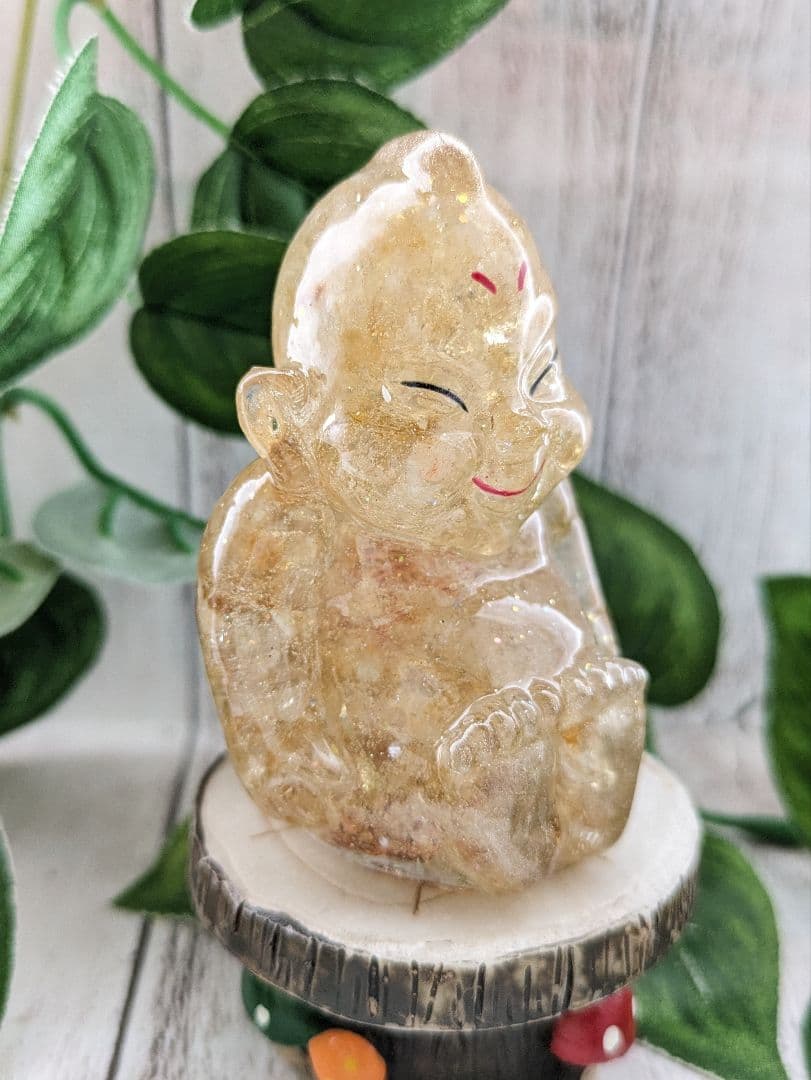 【つねりん】シトリンのビリケンさん形オルゴナイト☆他３点