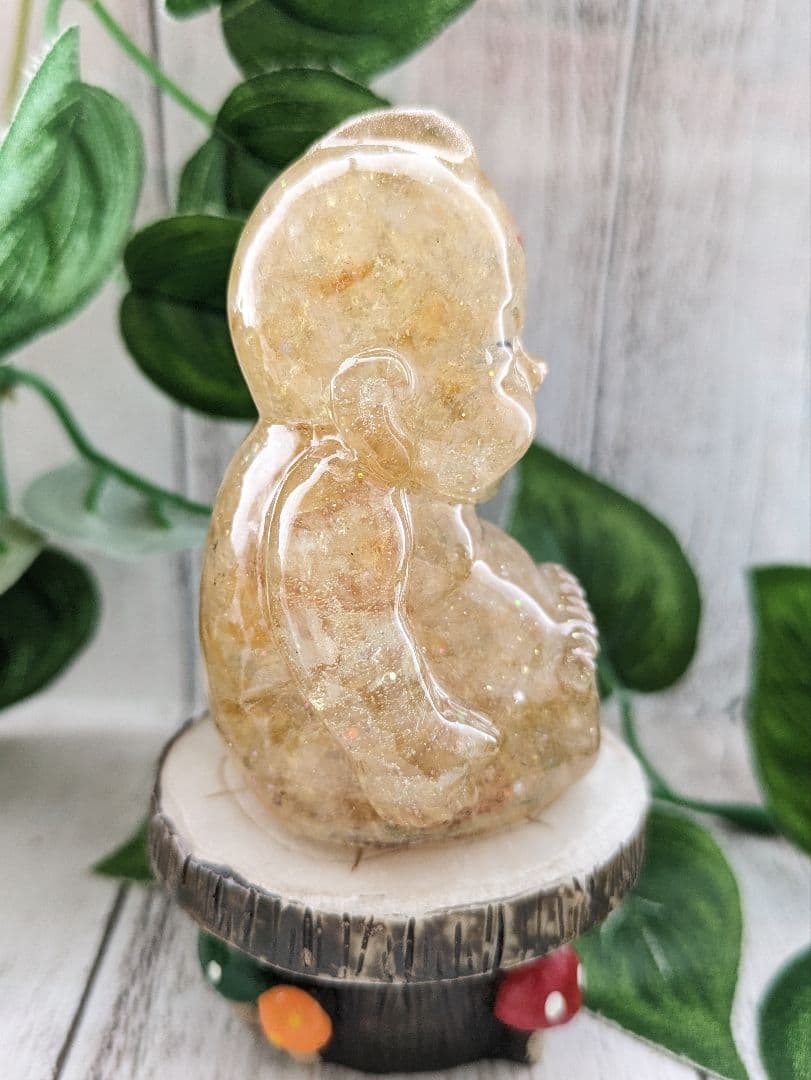 【つねりん】シトリンのビリケンさん形オルゴナイト☆他３点