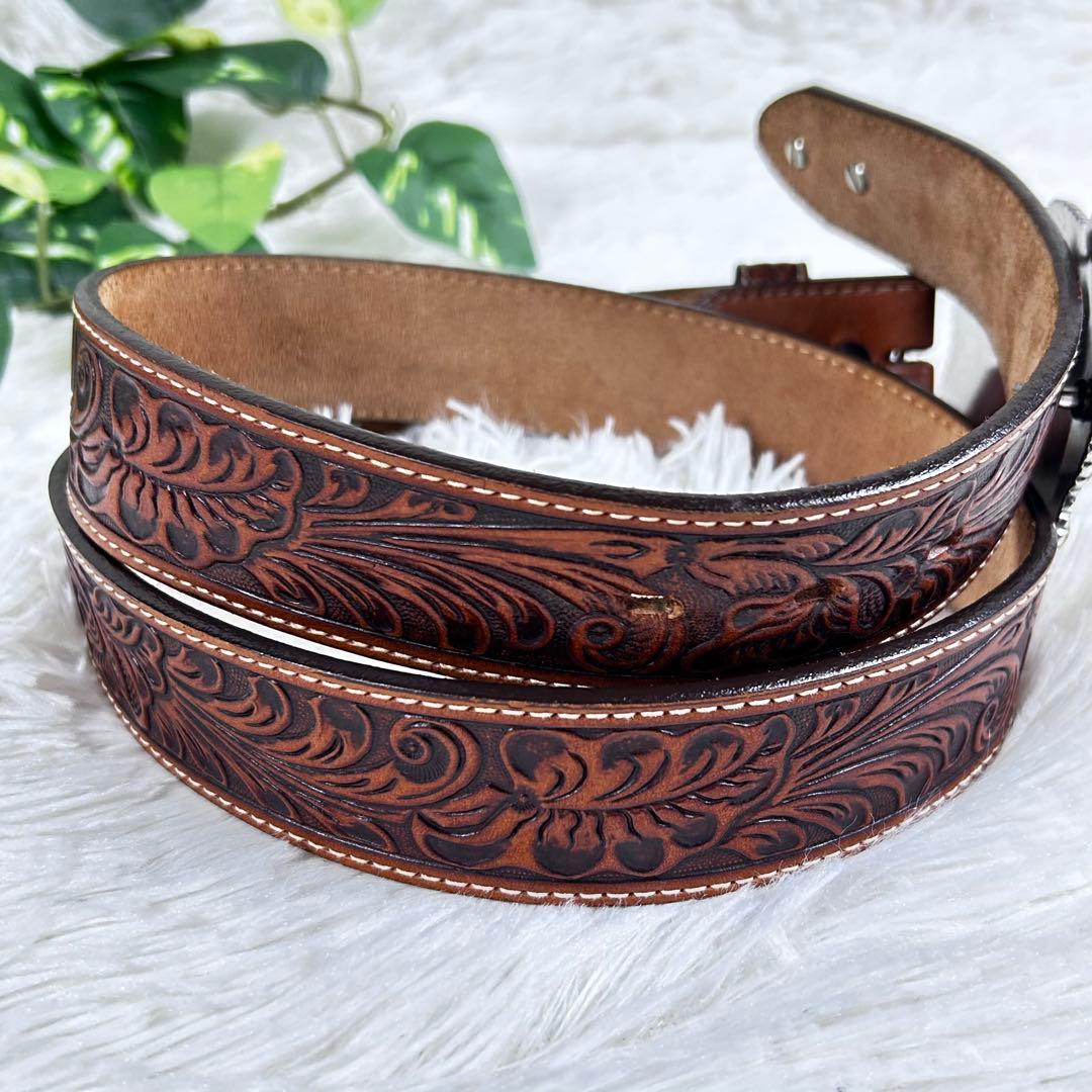 美品 トニーラマ 100周年 ウエスタンレザーベルト カービング USA製 38