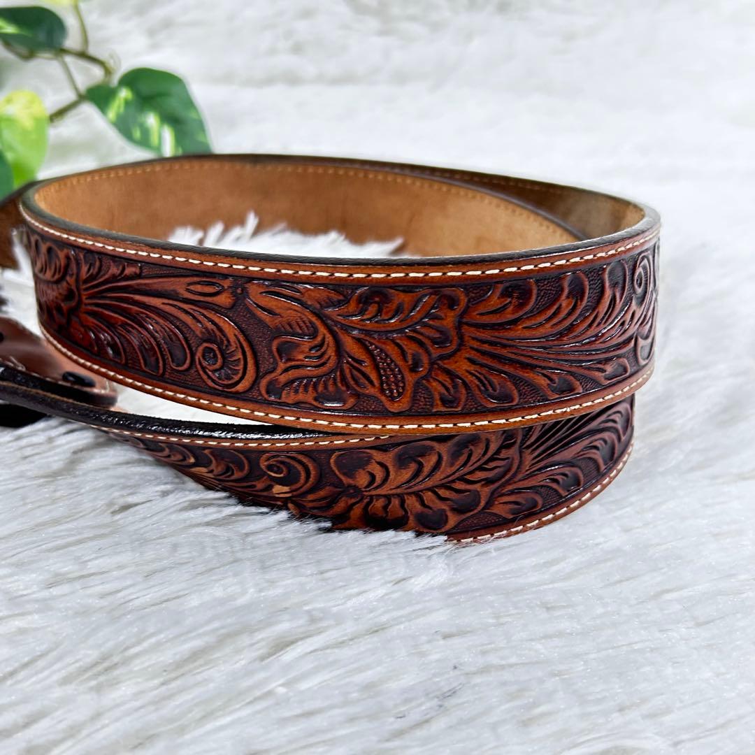 美品 トニーラマ 100周年 ウエスタンレザーベルト カービング USA製 38