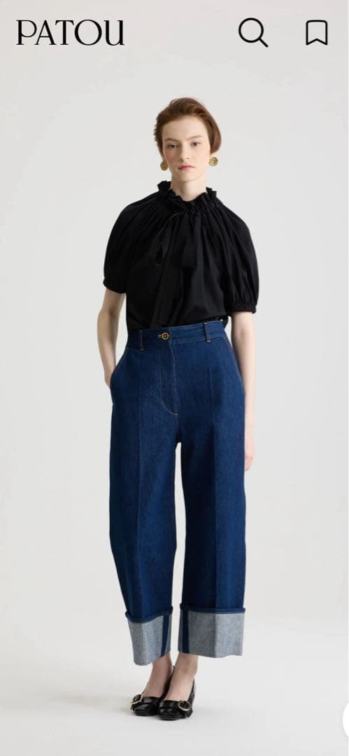 PATOU 黒 フリル付き　カットソー　トップス