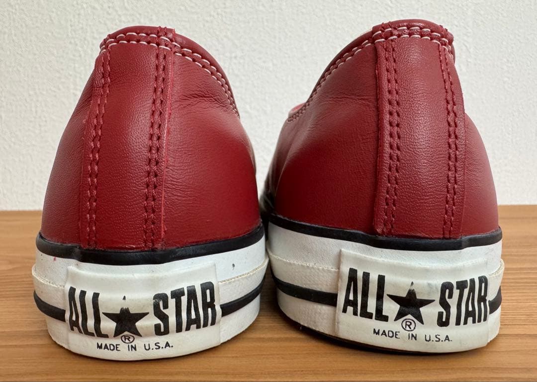 希少 デッドストック 90s USA製 コンバース オールスター レザー 赤