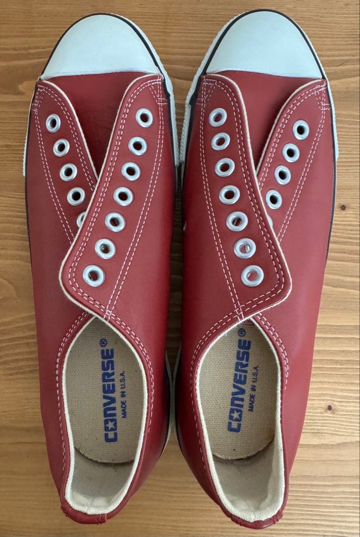 希少 デッドストック 90s USA製 コンバース オールスター レザー 赤
