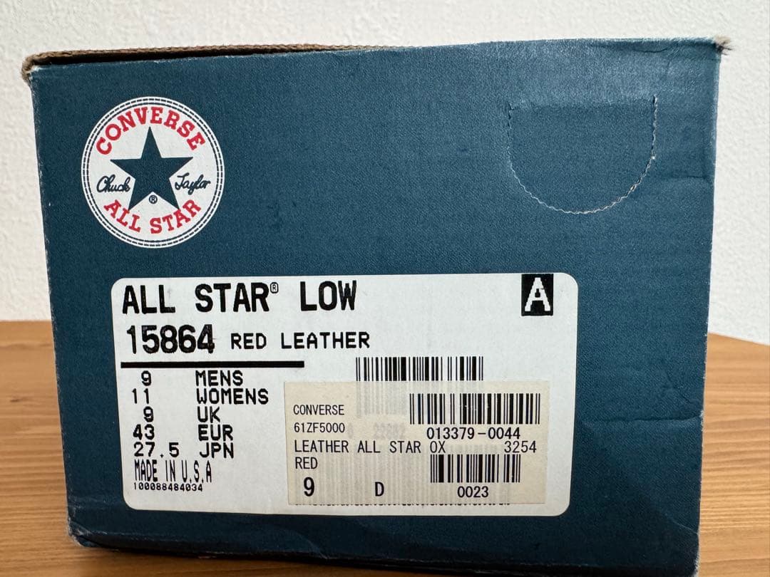 希少 デッドストック 90s USA製 コンバース オールスター レザー 赤