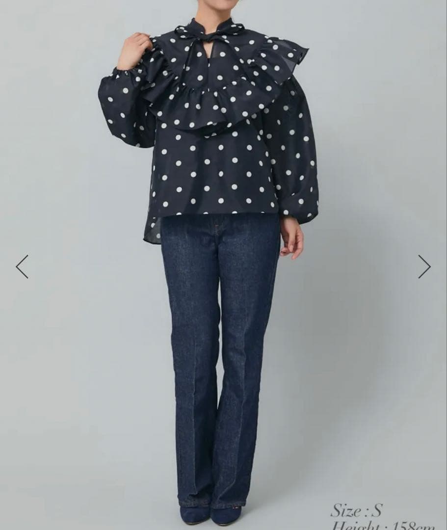 最終！セブンテン seventen 極美品 シアードットブラウス ネイビー