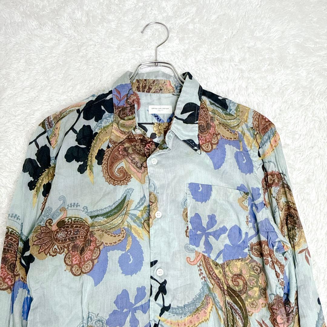 希少✨ DRIES VAN NOTEN 総柄 シャツ 長袖 ペイズリー ブルー