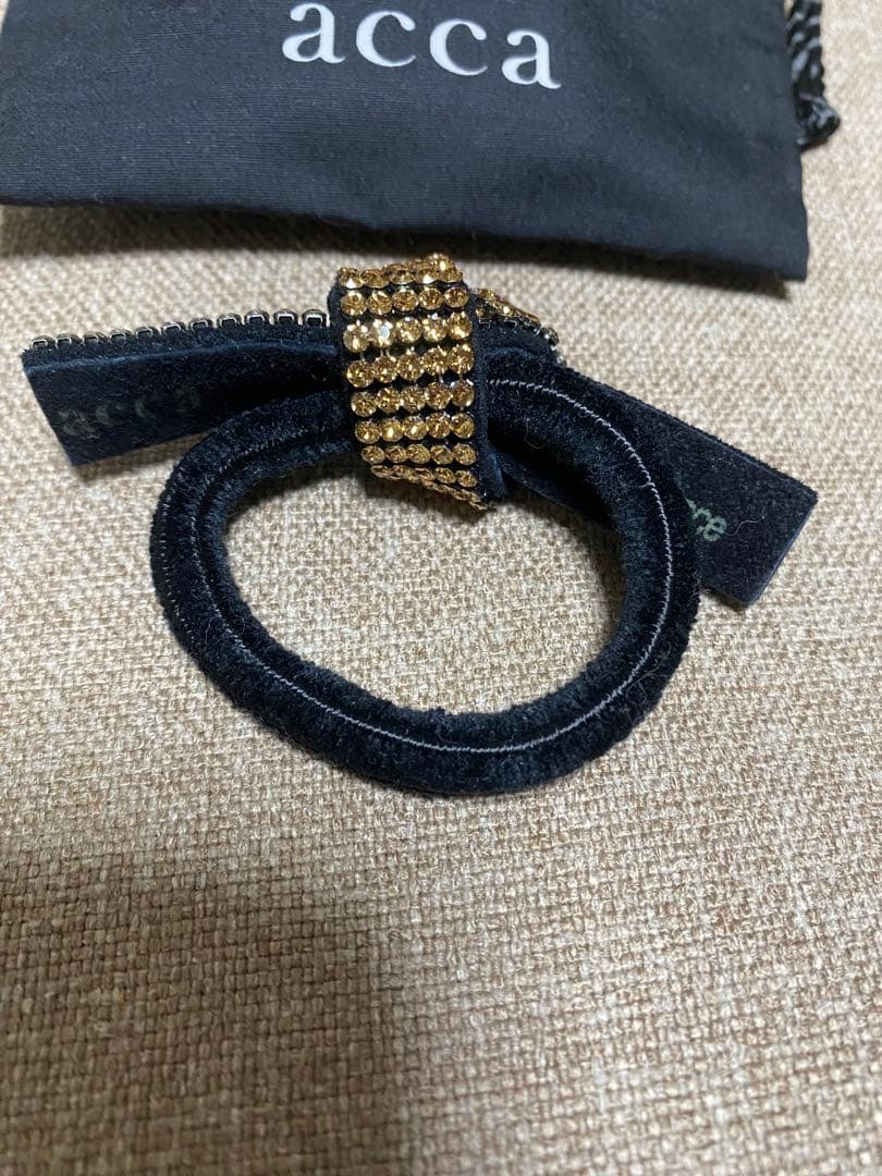 acca ゴールド ラインストーンドレスポニー　ヘアゴム