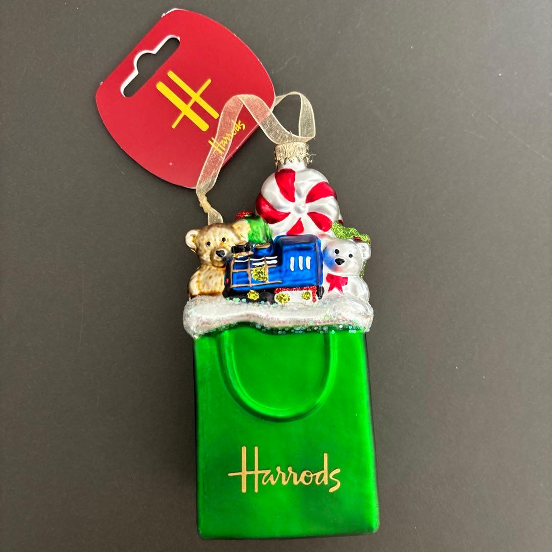 【即日発送／メルカリ便】 Harrods ハロッズ　ガラスオーナメント4個セット