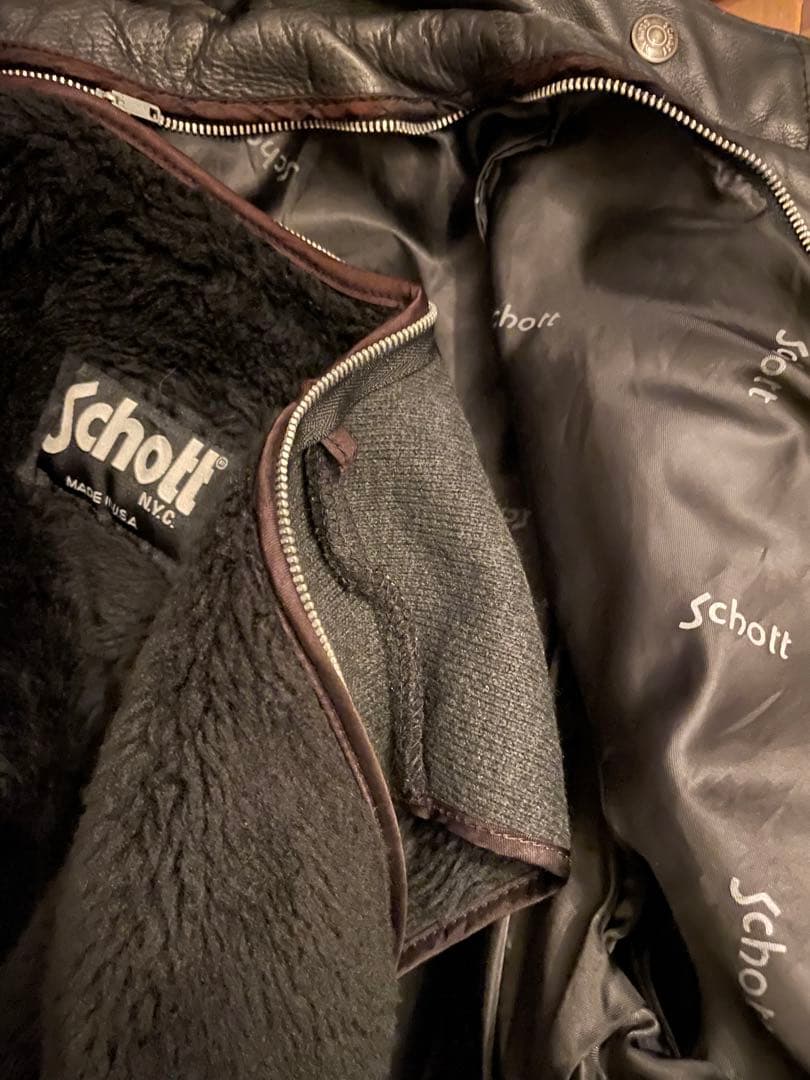 Schott 641 レザージャケット 40 ボアライナー ブラック