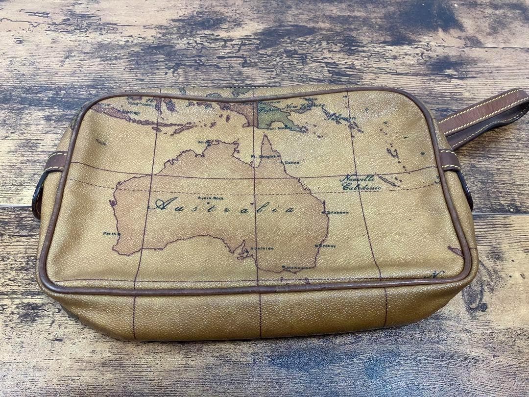 プリマクラッセ ボストンバッグ セカンドバック キャメル 世界地図柄