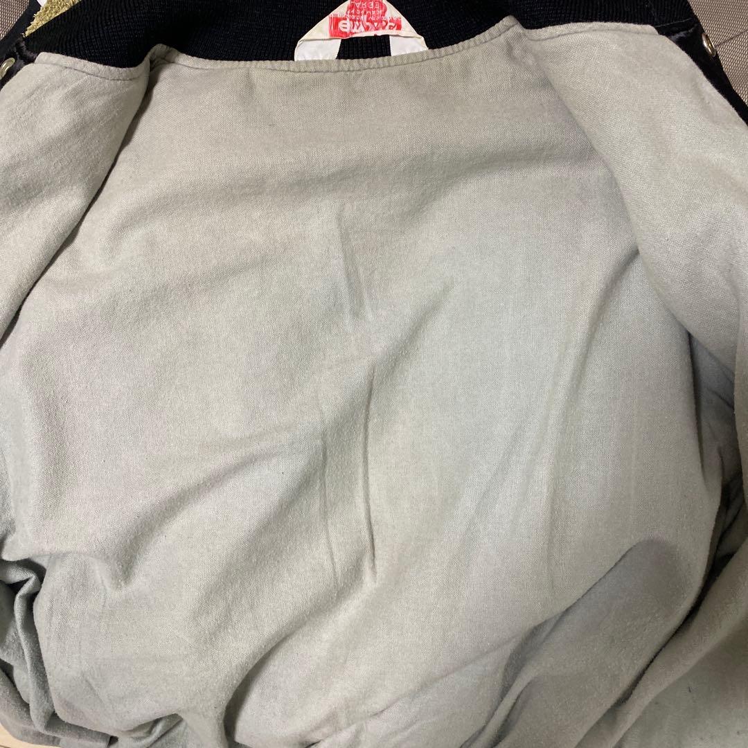 80s MTV EMPIRE 刺繍ロゴ サテンジャケット 黒