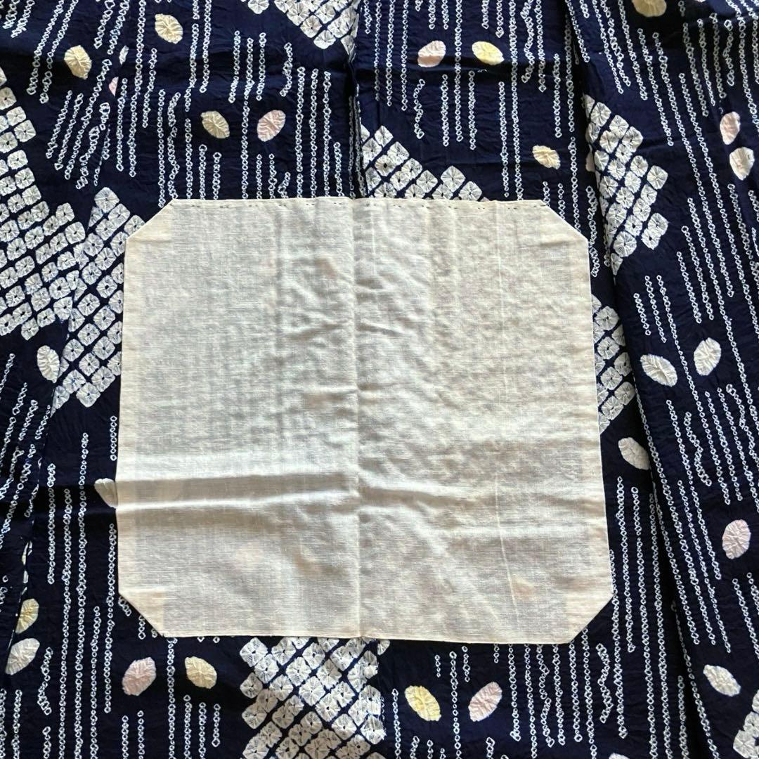 有松鳴海絞り 浴衣 未使用品 綿 バチ衿 夏着物　ネイビー 紺色 しつけ糸 逸品