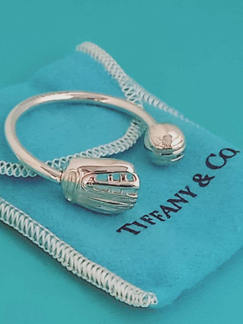 レア 美品 TIFFANY ティファニー グラブ ボール キーリング シルバー