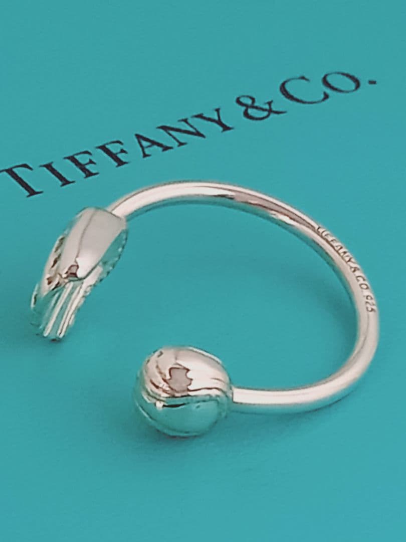 レア 美品 TIFFANY ティファニー グラブ ボール キーリング シルバー