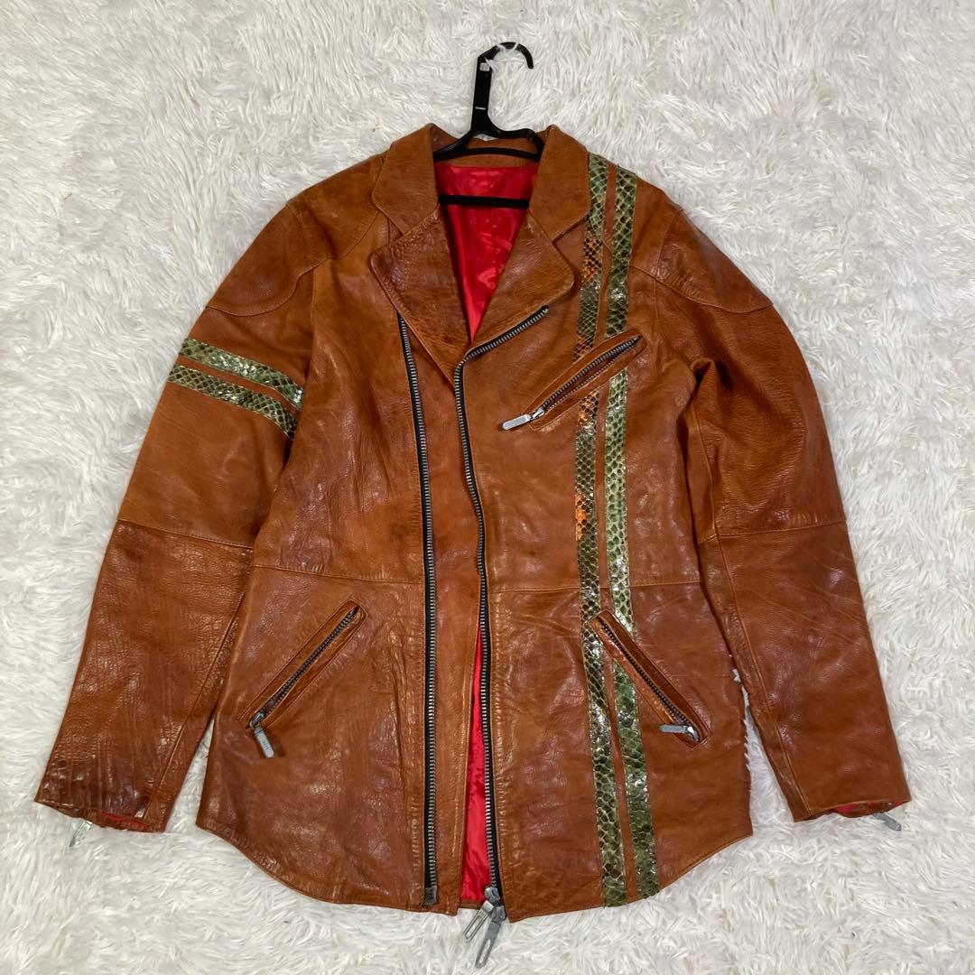 ISAMU KATAYAMA BACKLASH レザージャケット パイソン切替