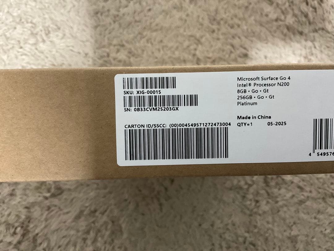 Windowsタブレット本体 Microsoft Surface Go 4 Platinum8GB 256GB