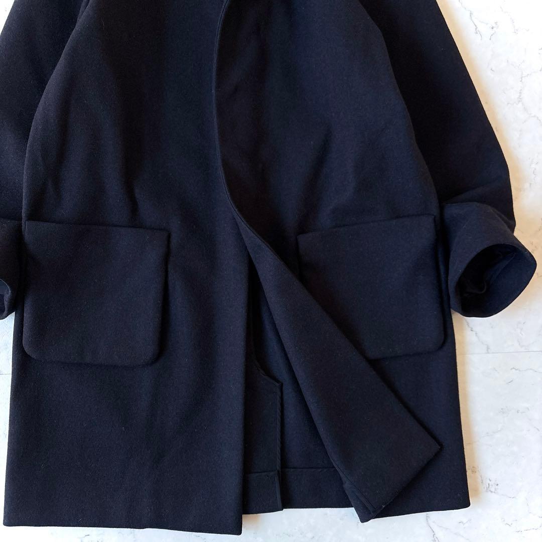 ソフィードール ウールメルトン オーバーサイズ 比翼 リバーコート ネイビー