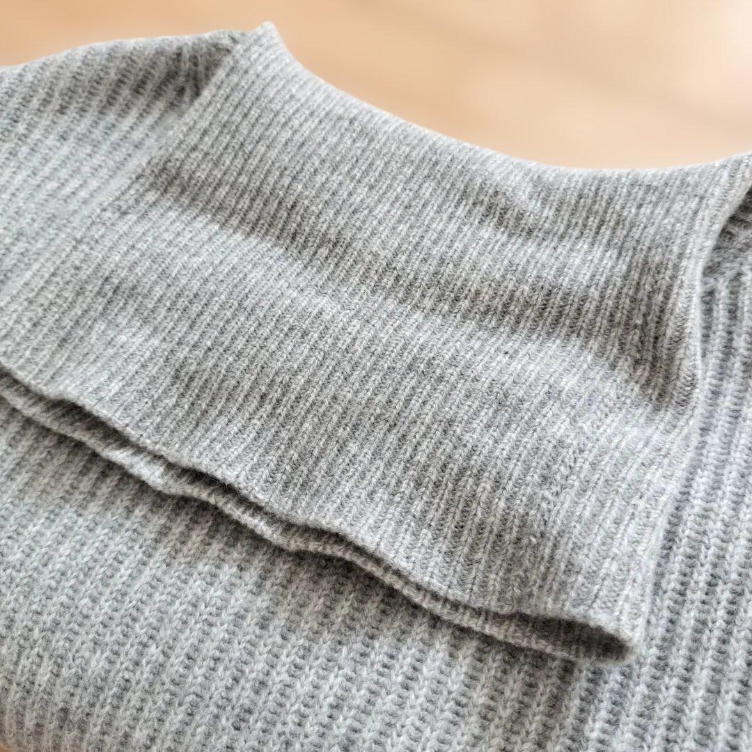 最終　ドゥロワー　drawer タートルネックセーター グレー カシミヤ　ニット