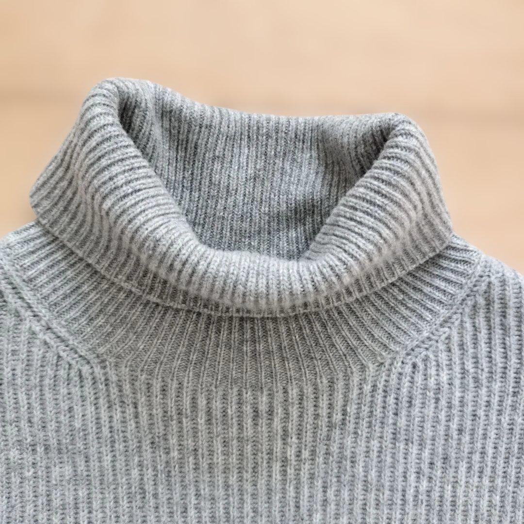 最終　ドゥロワー　drawer タートルネックセーター グレー カシミヤ　ニット