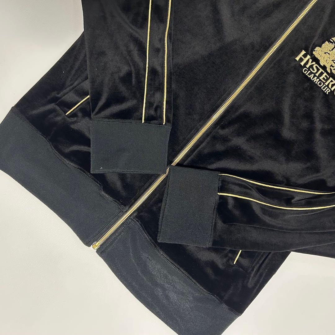 【美品】HYSTERIC GLAMOUR ベロアパーカー黒&金 刺繍 S
