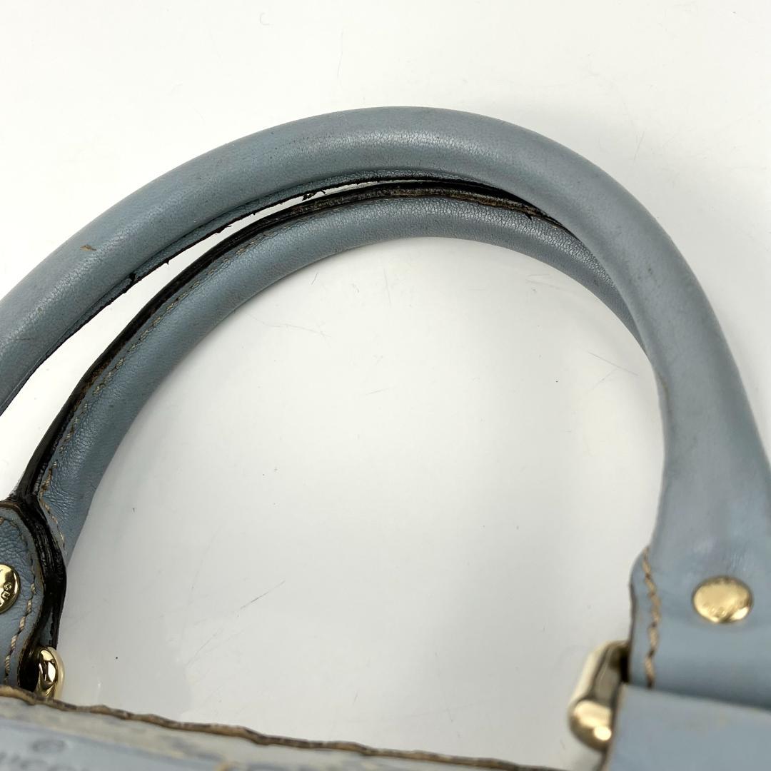 GUCCI シマ レザー GG柄 ミニ ボストン バッグ シルバー金具