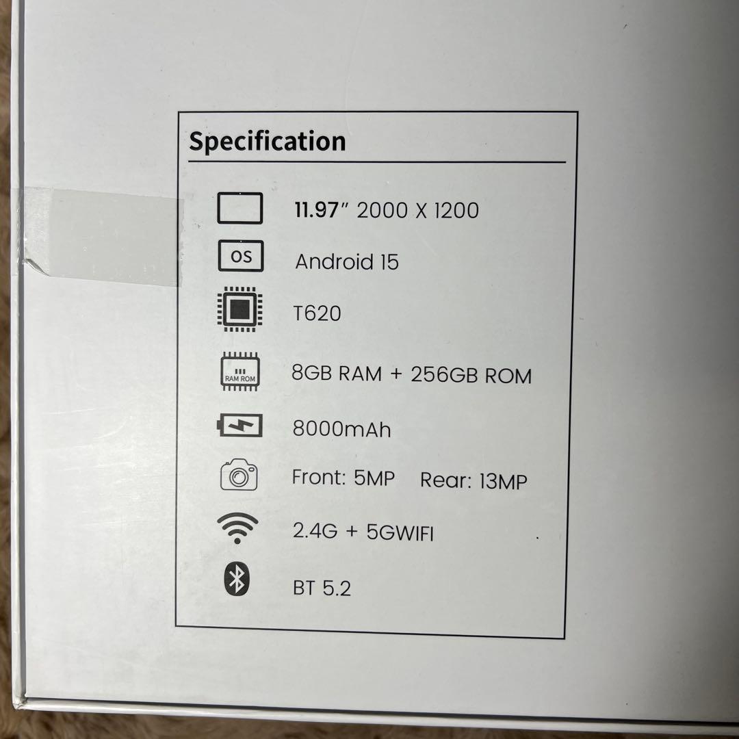 ジャンク Azeyouタブレット Android15 8GB RAM 256GB