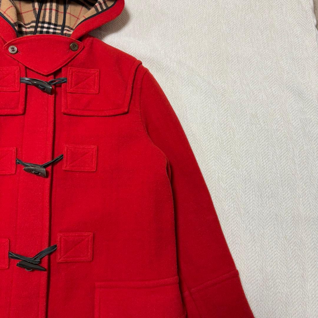 美品 バーバリー ブルーレーベル ノバチェック ダッフルコート 赤