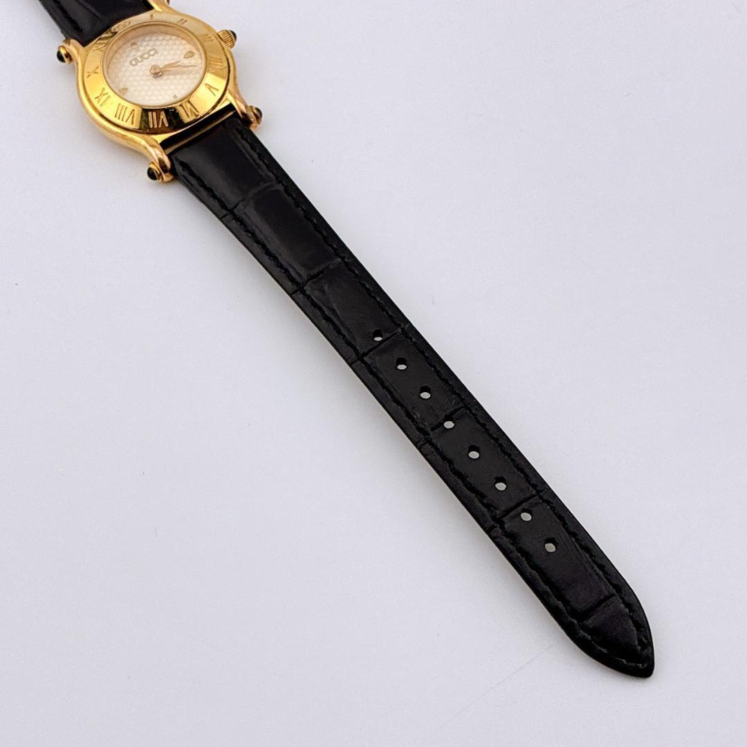 【電池交換済】GUCCI　腕時計　新品ベルト　6500L　クォーツ　ゴールド