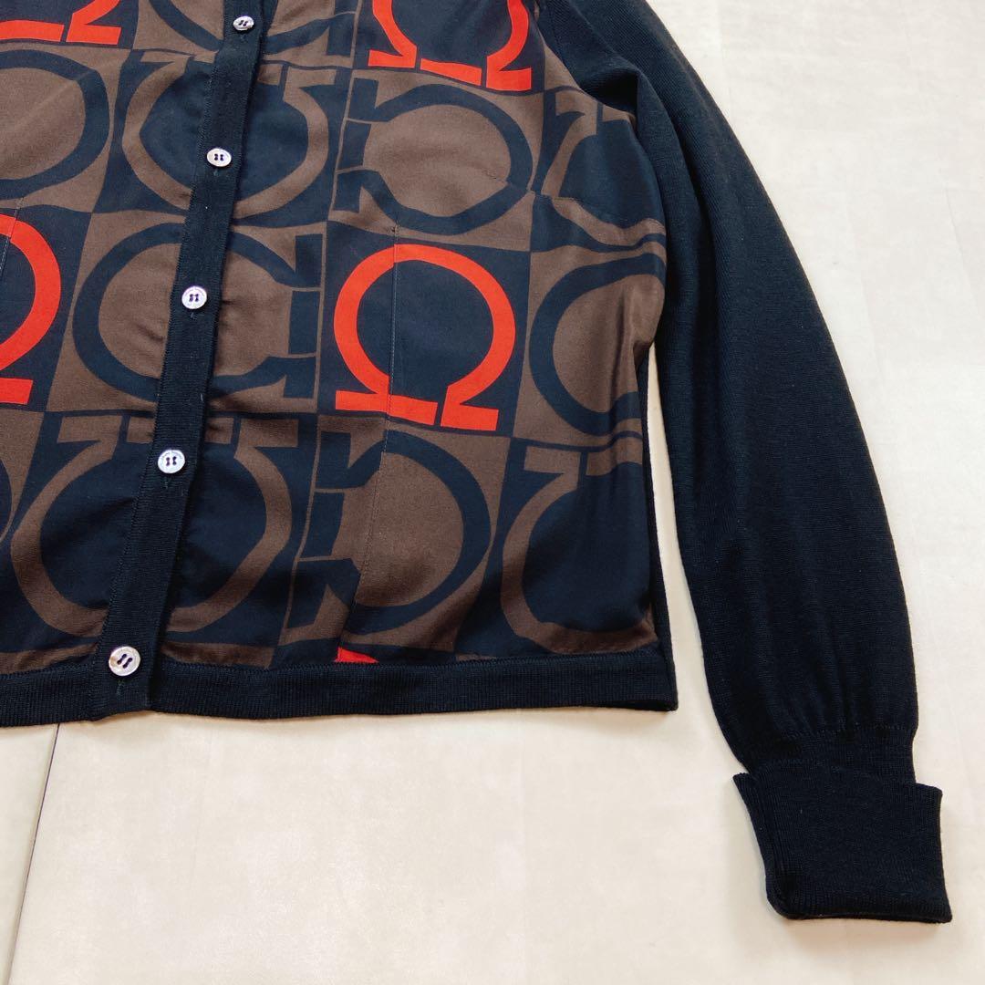 極美品 フェラガモ ガンチーニシルク100 ニットアンサンブル カーディガン