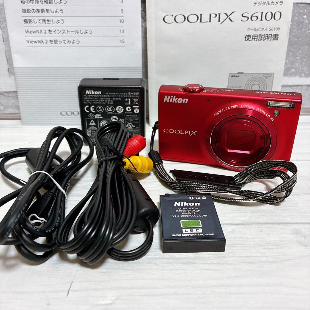 美品　二コン Nikon COOLPIX S6100 レッド