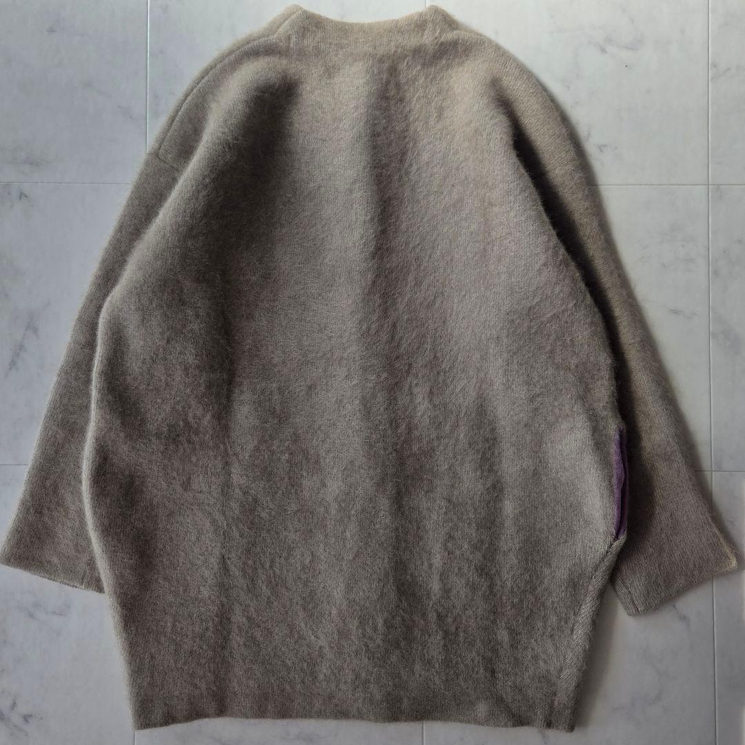 エレンディーク　ラクーンミックスダブルカーディガン　モカ　ブラウン　パープル