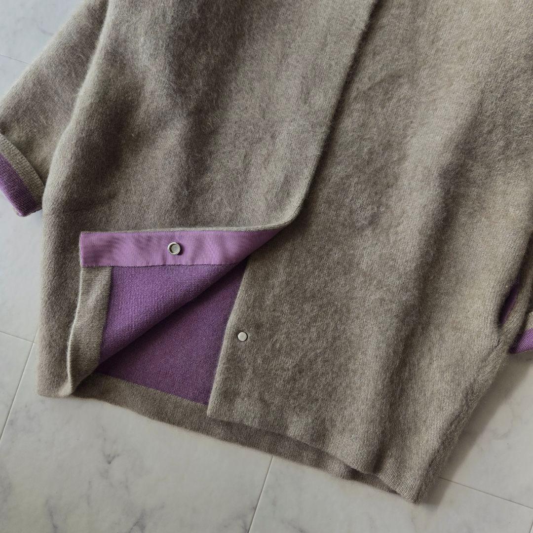 エレンディーク　ラクーンミックスダブルカーディガン　モカ　ブラウン　パープル