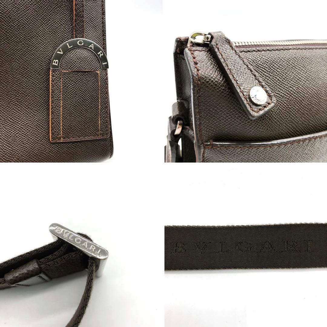✨美品✨ブルガリマン ショルダーバッグ パラジウムロゴ金具 レザー ブラウン