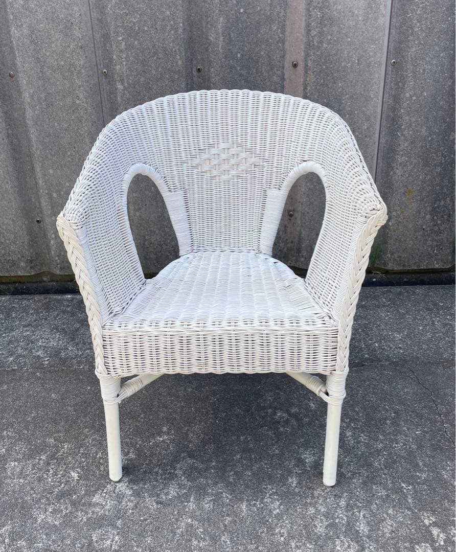 ニトリ/ラタン/ラタン家具/籐家具/ラタンチェア/アームチェア/ホワイト/廃盤品