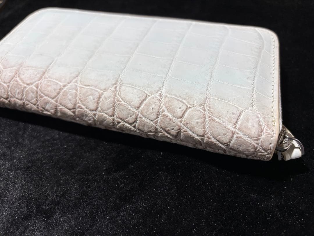 ✨新品未使用品クロコダイル 革メンズ 長財布 ラウンドファスナーホワイト
