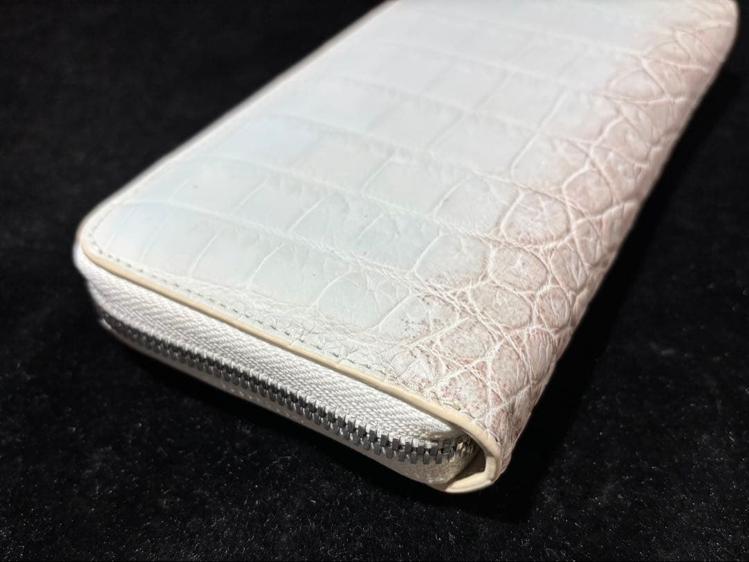 ✨新品未使用品クロコダイル 革メンズ 長財布 ラウンドファスナーホワイト